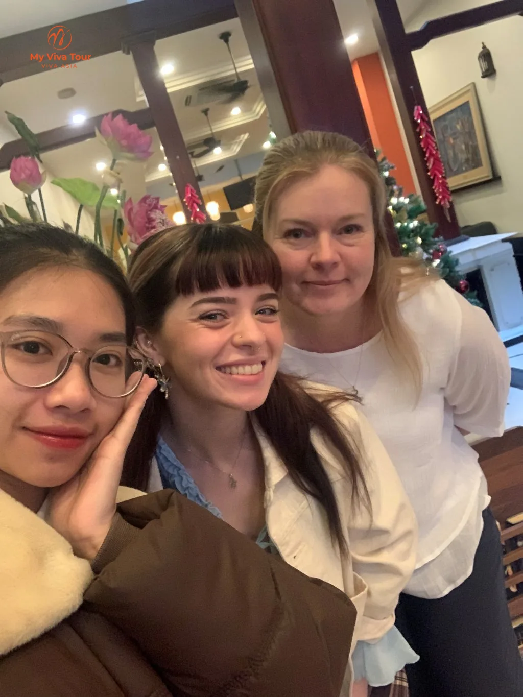 Caitlyn's Vietnam trip — Caitlyn, her mother and their My Viva Tour planner together in Hanoi at Christmas