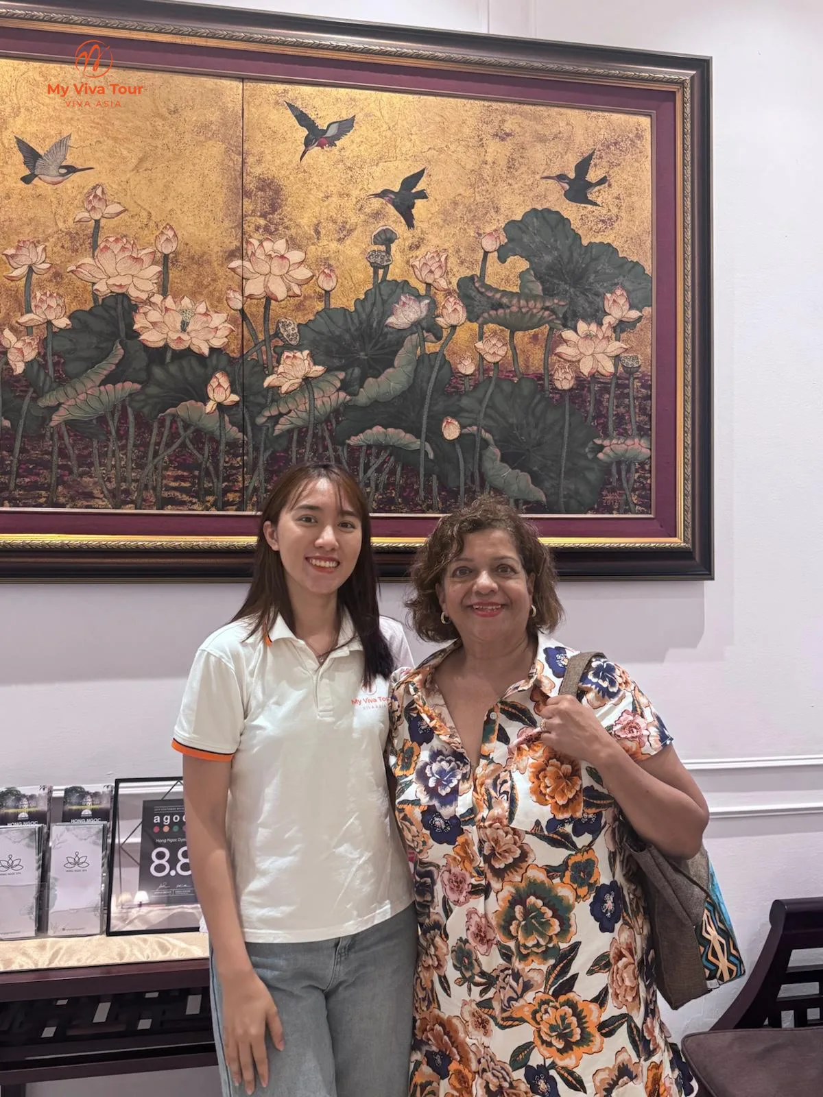 My Viva Tour team member with a guest at her hotel in Hanoi, Vietnam