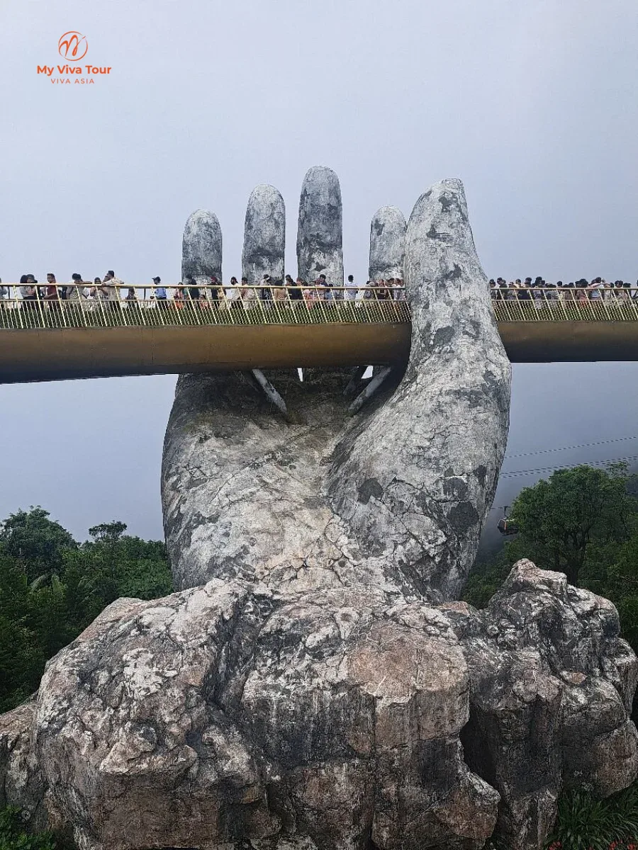 Carolyn and her friend at the Golden Bridge, Ba Na Hills, Da Nang