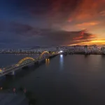 Da Nang Dragon Bridge over the Han River at sunset, Vietnam